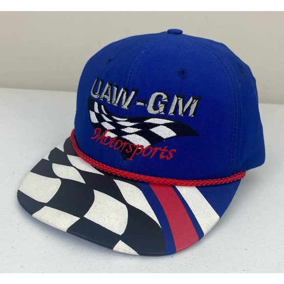 VTG Voyager UAW-GM Motorsports Union Made USA leather strapback rope hat - Picture 1 of 8